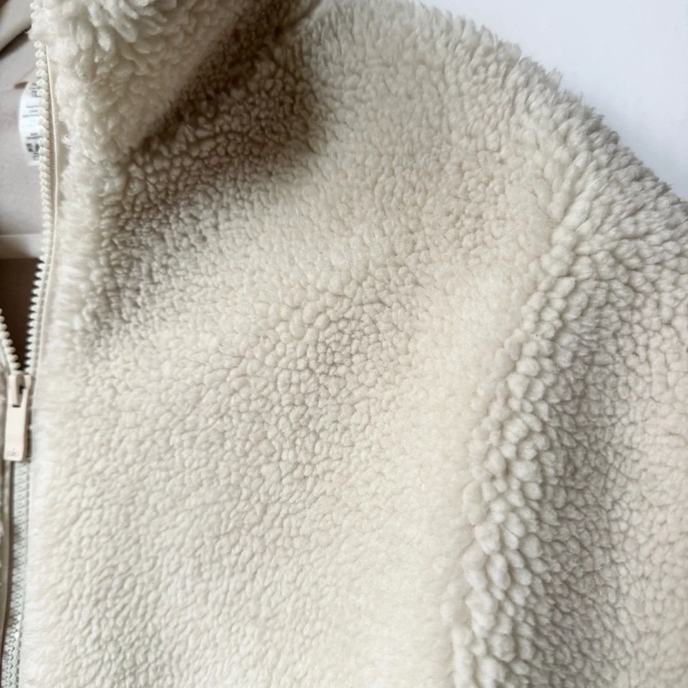Alo Flurry Mock-Neck Fleece Zip-Up Jacket Cream Small
